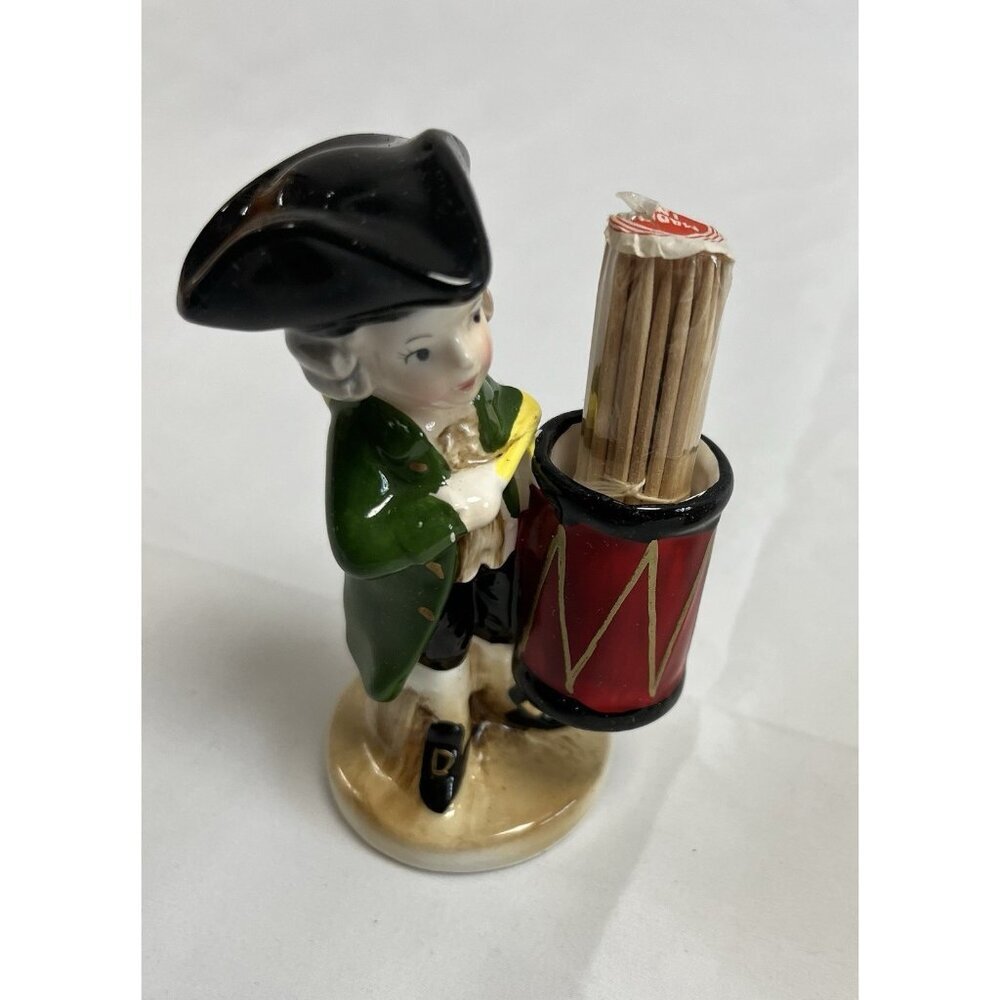 Vintage Enesco Porcelain Colonial Drummer Boy Tooth Pic Holder 🤍